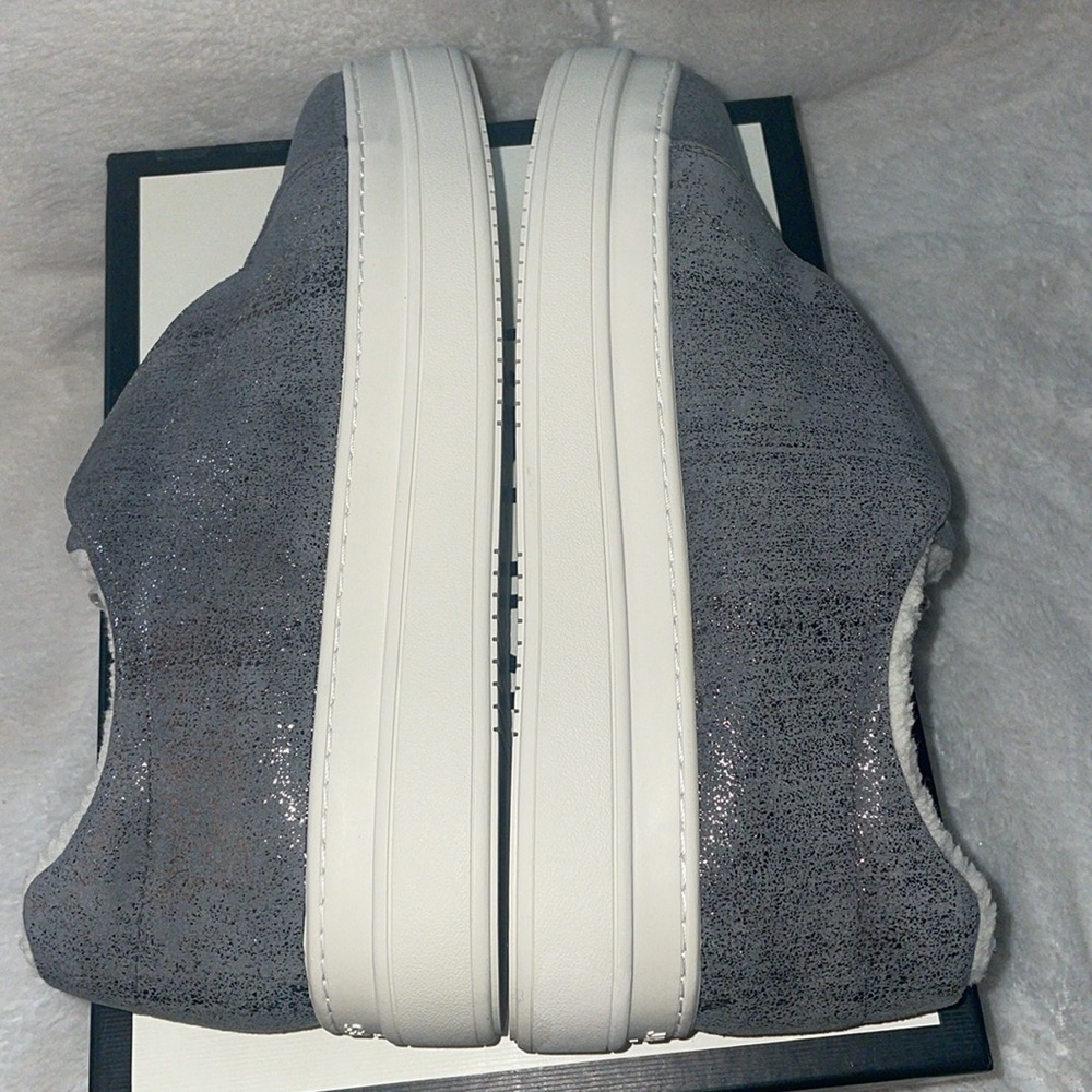 NWT J/SLIDES NADA Pewter Metallic Leather Sneaker - Picture 13 of 15